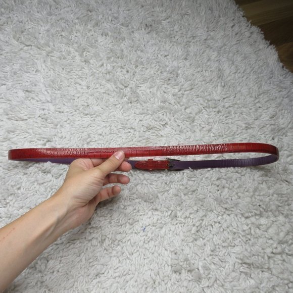 Elliot Rhodes red‎ leather croc embossed belt - Picture 4 of 8
